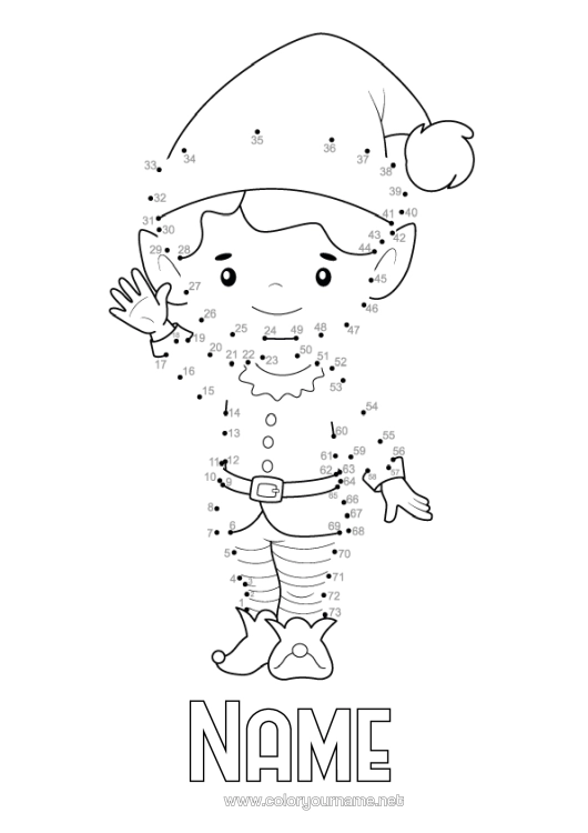 Colouring page to print Christmas Elves Figure Elf Colouring Pages Children's Activities Connect The Numbers