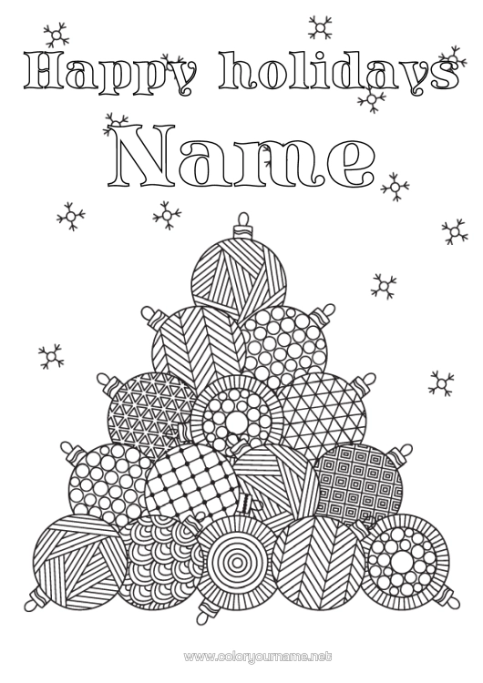 Colouring page to print Christmas Christmas Bauble Christmas Decorations Complex Colouring Pages Zentangle