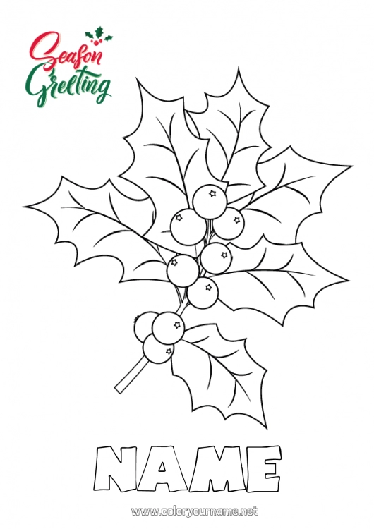 Coloring page to print Happy new year Holly