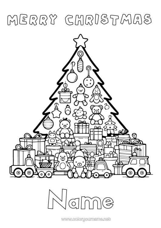 Colouring page to print Christmas Tree Toys Games And Toys Soft Toy Doll