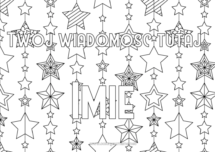 Kolorowanka do wydruku Boże Narodzenie Dekoracje świąteczne Świąteczny łańcuch Nazwisko odznaczone Gwiazdy Formy geometryczne Tło dekoracyjne