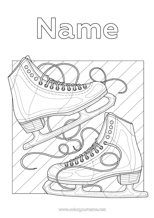 Colouring page to print Sport Shoe Winter Sports Skating