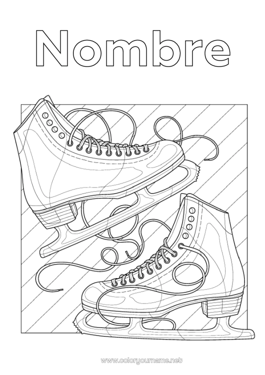 Dibujo para colorear para imprimir Sport Zapato Deportes de Invierno Patinaje Artístico