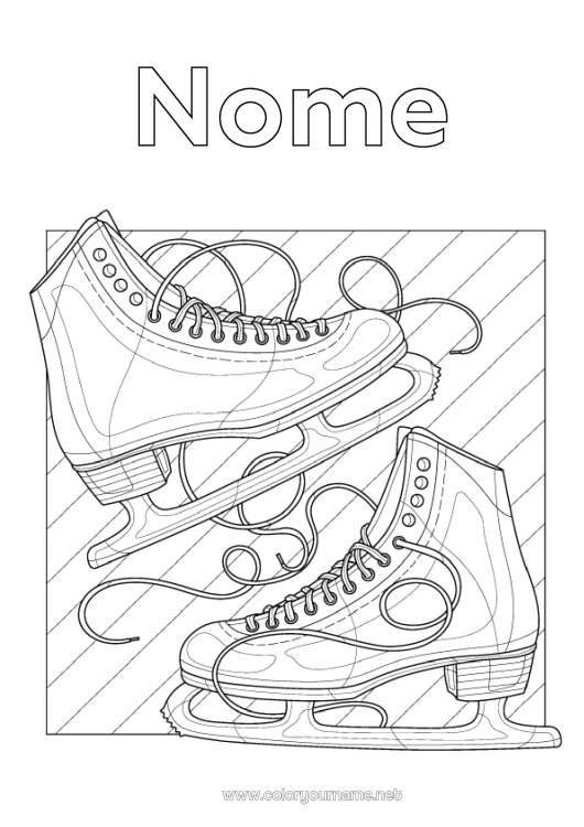Pagina da colorare da stampare Sport Scarpe Sport Invernali Pattinaggio Artistico