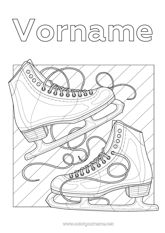 Malvorlage zum Ausdrucken Sport Schuh Wintersportarten Eiskunstlauf