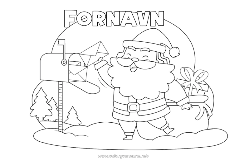 Farvelægningssiden til udskrivning Julemanden Jul Brev til Julemanden Postkasse
