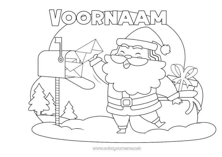 Kleurplaat om af te drukken Kerstman Kerstmis Brief aan de Kerstman Brievenbus