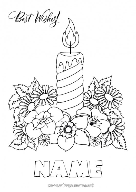 Coloring page to print Candle Happy new year 