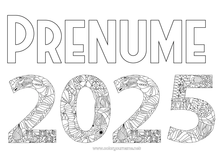 Pagină de colorat de imprimat Zentangle 2025