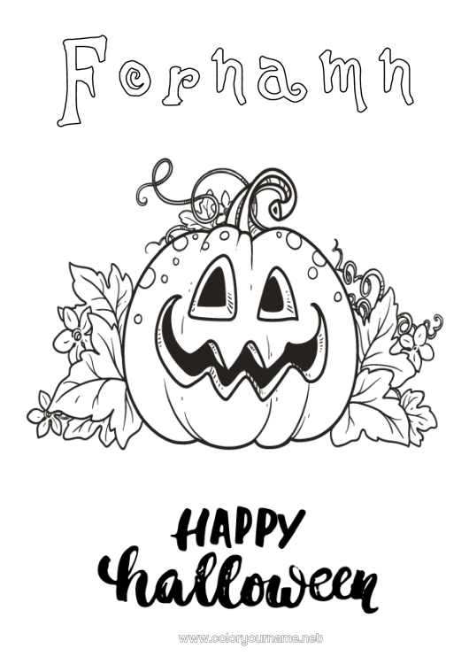 Färgläggningssida att skriva ut Pumpa Halloween Anmälan