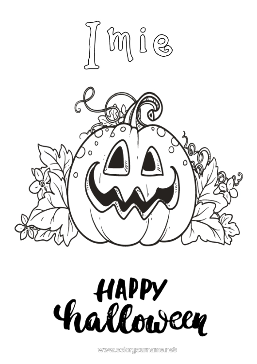 Kolorowanka do wydruku Dynia Halloween Napis 'halloween'
