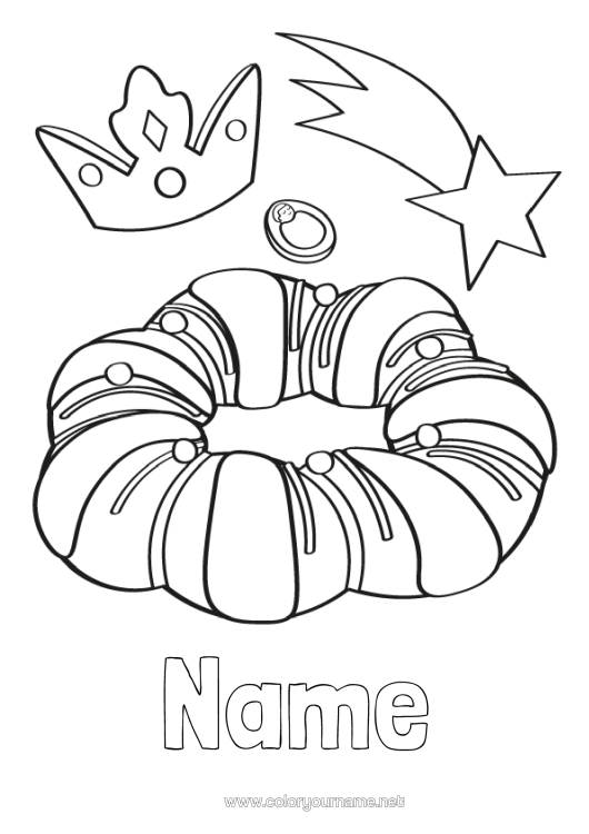 Colouring page to print Crown Epiphany Kings' Cake