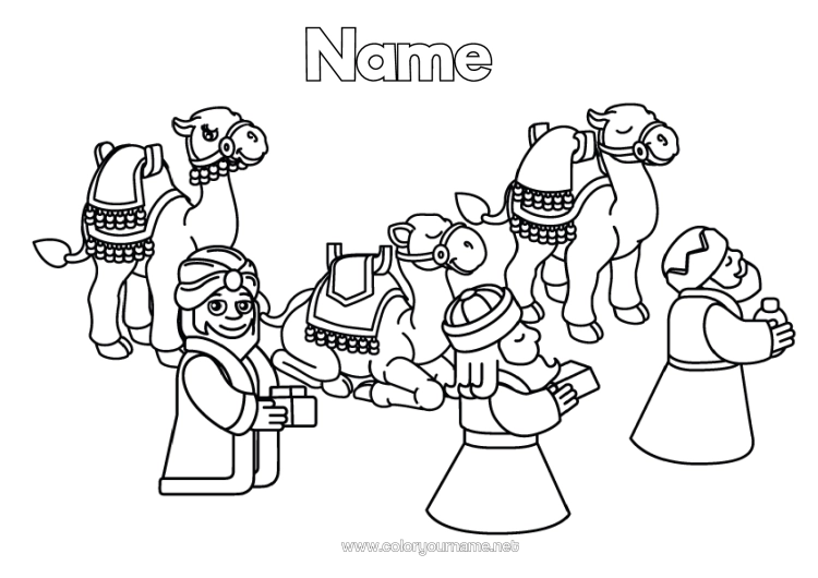 Colouring page to print Epiphany Wild Animals Of Africa Camel, Dromedary Wise Men