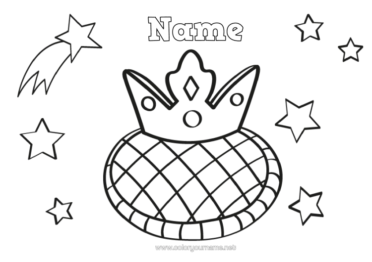 Colouring page to print Crown Epiphany Stars Easy Colouring Pages Kings' Cake