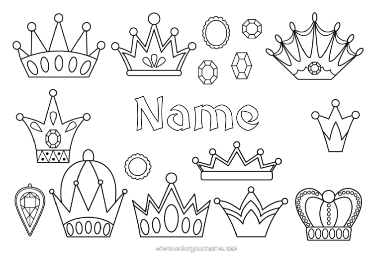 Colouring page to print Crown Epiphany Jewel