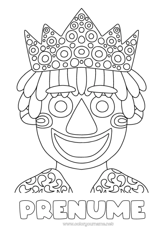 Pagină de colorat de imprimat Coroană Epifania Carnaval Marțea Grasă Rege Pâine regală