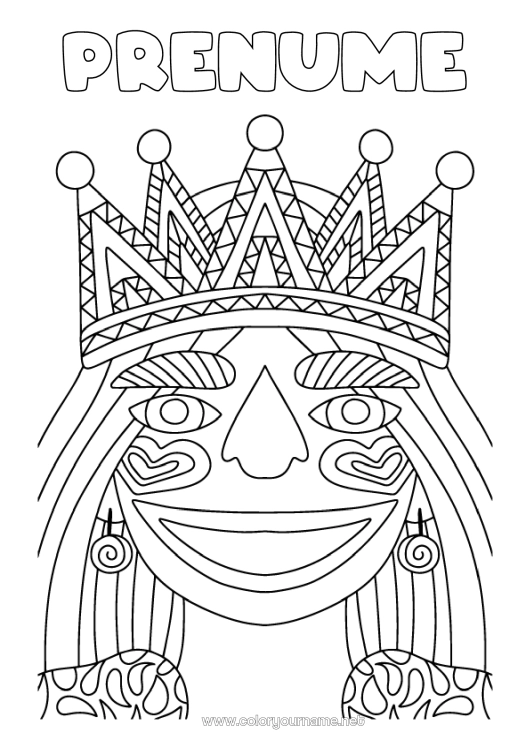 Pagină de colorat de imprimat Coroană Epifania Carnaval Regină