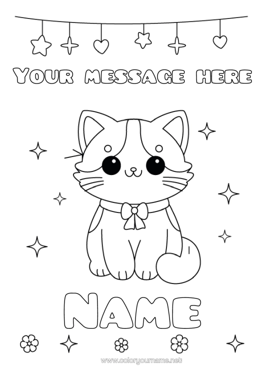 Colouring page to print Cat Cute Party Animal Dogs And Cats
