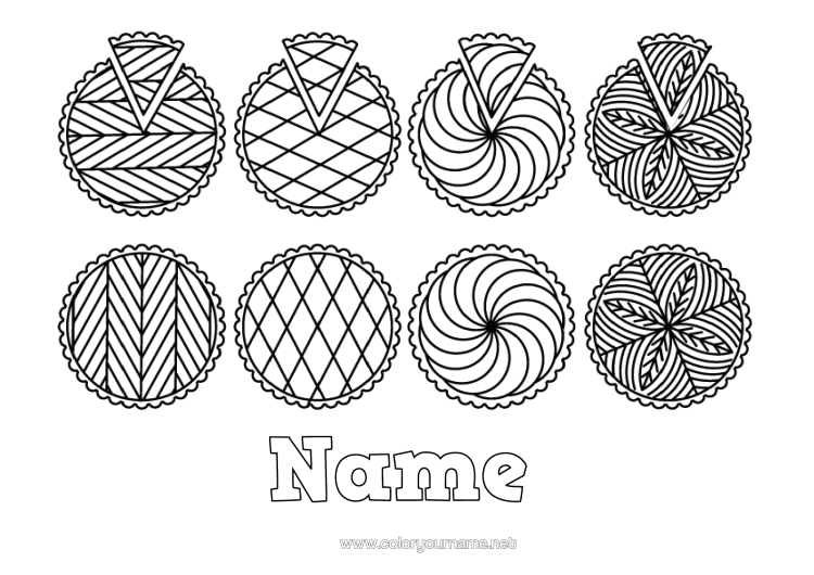 Colouring page to print Epiphany Kings' Cake Circle, Round