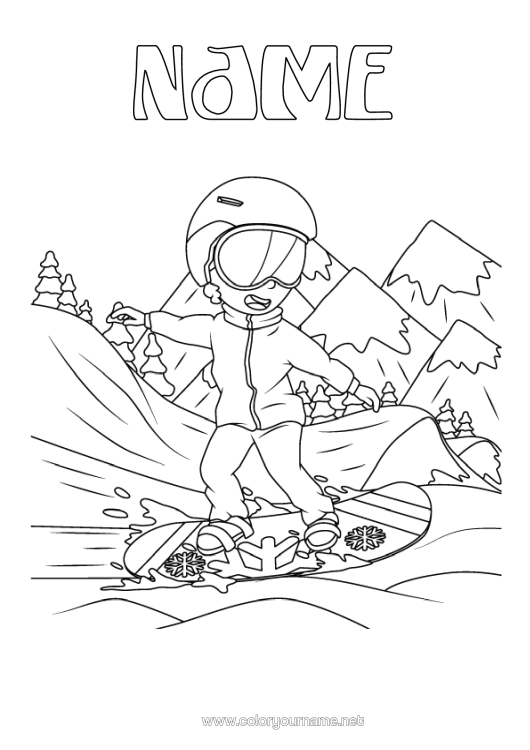 Colouring page to print Sport Snow Winter Winter Sports Snowboarding