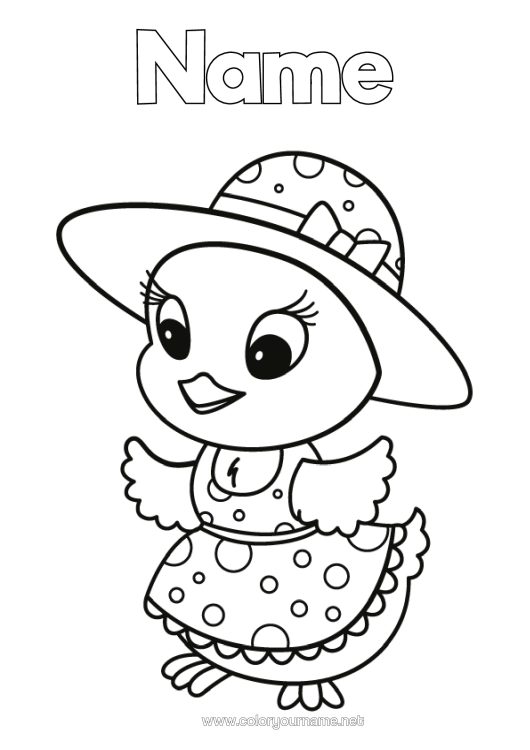 Colouring page to print Cute Chick Animal Farm Animals