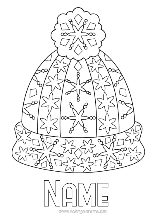 Colouring page to print Geometric Shapes Winter Hat