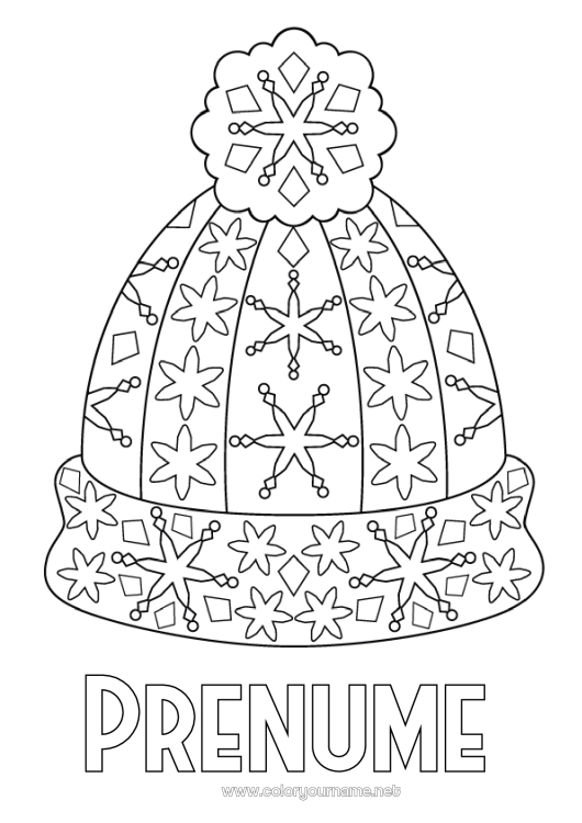 Pagină de colorat de imprimat Forme geometrice Căciulă de iarnă