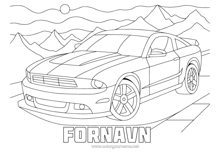 Fargeleggingssiden til utskrift Kjøretøy Bil Komplekse fargelegginger Biler, varebiler og campingbiler Fjell