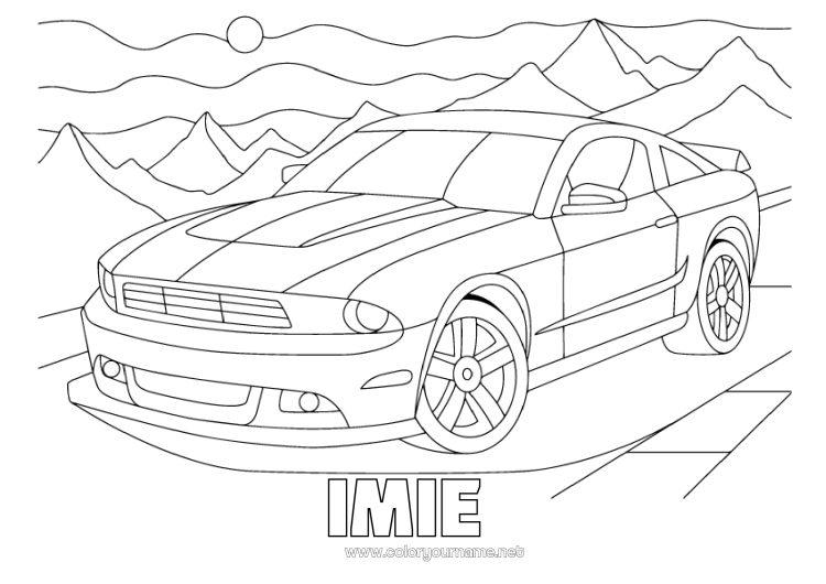 Kolorowanka do wydruku Pojazdy Samochód Złożone kolorowanki Samochody, furgonetki i kampery Góra