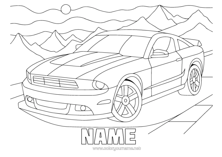Colouring page to print Vehicles Car Complex Colouring Pages Cars, Vans And Motorhomes Mountain