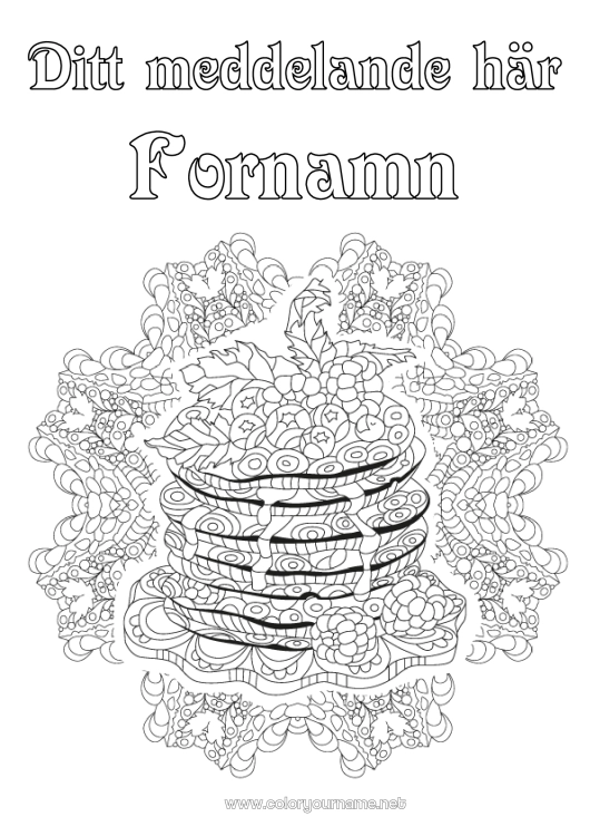 Färgläggningssida att skriva ut Kyndelsmässan Pannkakor Zentangle