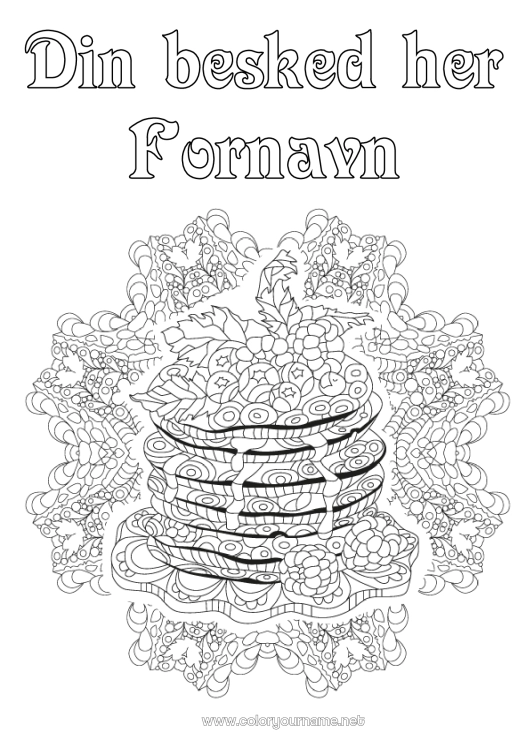 Farvelægningssiden til udskrivning Kyndelmisse Pandekager Zentangle