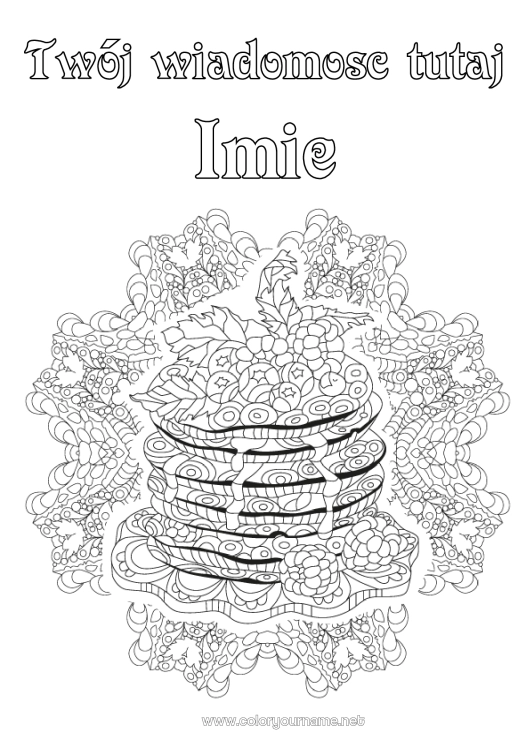 Kolorowanka do wydruku Święto Naleśników Naleśniki Zentangle