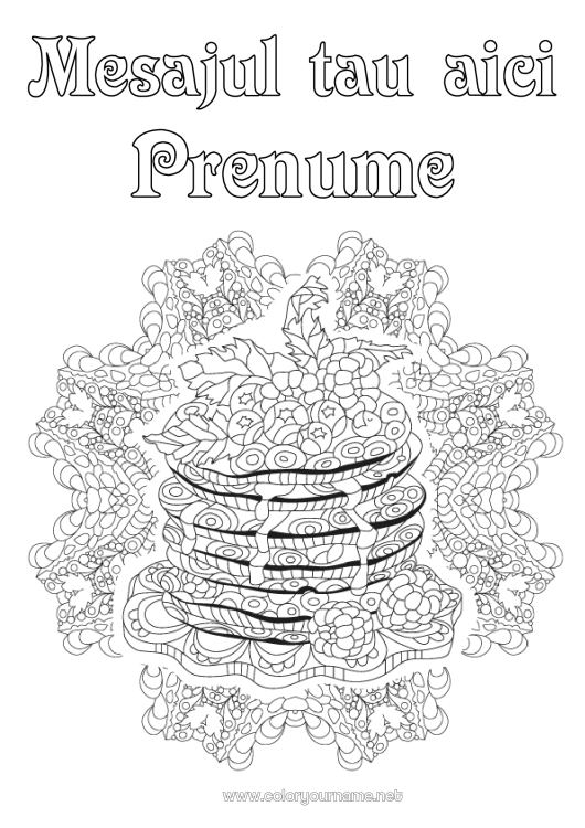 Pagină de colorat de imprimat Crăciunul clătitelor Clătite Zentangle
