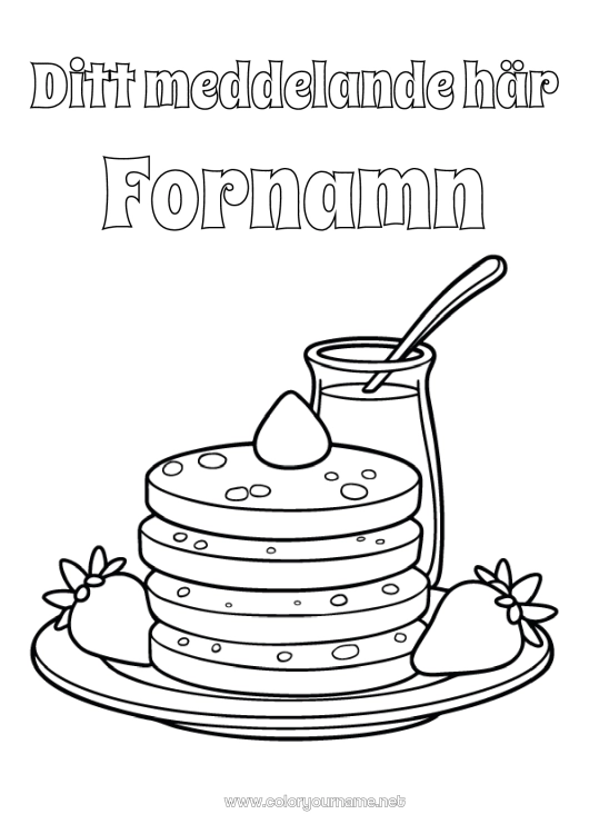Färgläggningssida att skriva ut Kyndelsmässan Pannkakor Frukter Jordgubbe
