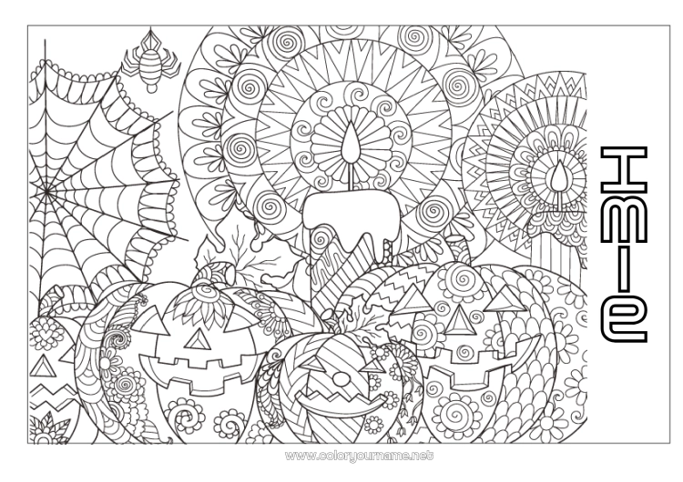 Kolorowanka do wydruku świeca Dynia Halloween Mandala