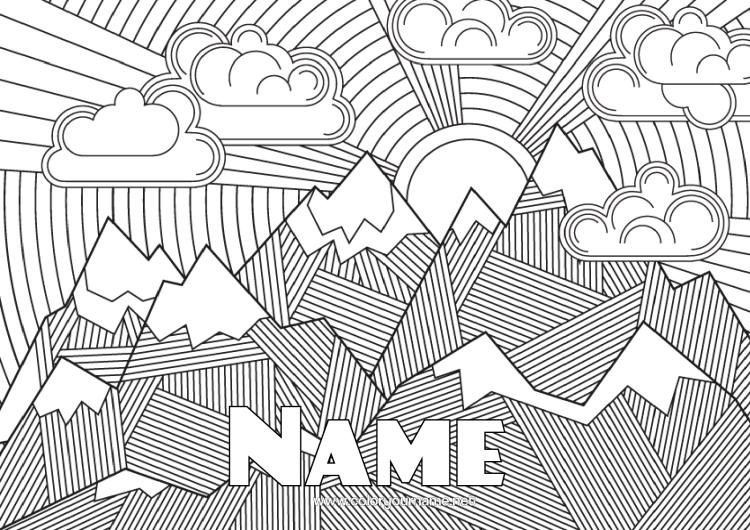 Colouring page to print Zentangle Mountain