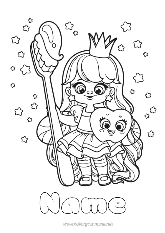 Colouring page to print Milk Tooth Tooth Fairy Fairy Toothbrush