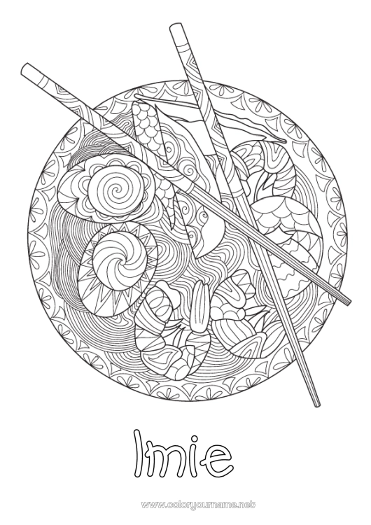 Kolorowanka do wydruku Jedzenie Japon Zentangle Jajko Ramen
