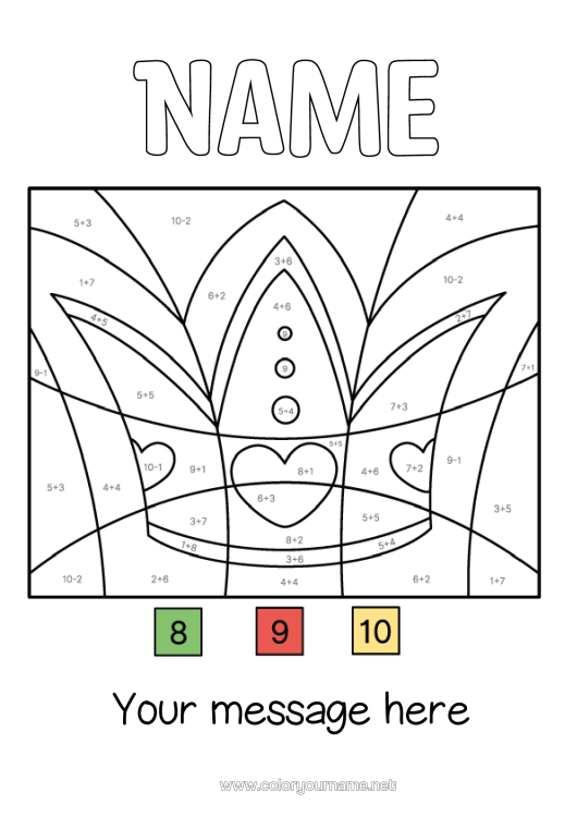 Colouring page to print Magic Colouring Books Crown Epiphany Subtractions Additions Kings' Cake