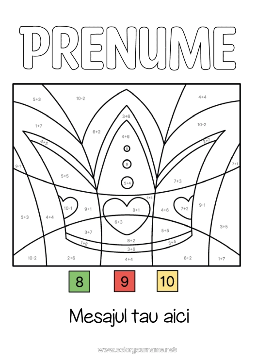 Pagină de colorat de imprimat Desene magice de colorat Coroană Epifania Scăderi Adăugiri Pâine regală