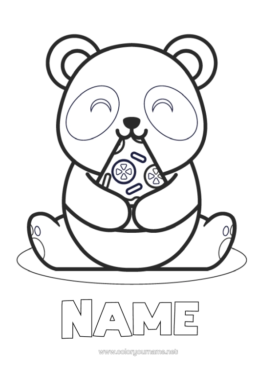 Colouring page to print Cute Cute Animal Panda Easy Colouring Pages Other Animals Of The World Pizza