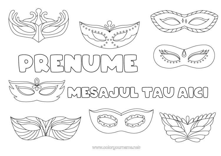 Pagină de colorat de imprimat Costum de carnaval Mască Carnaval