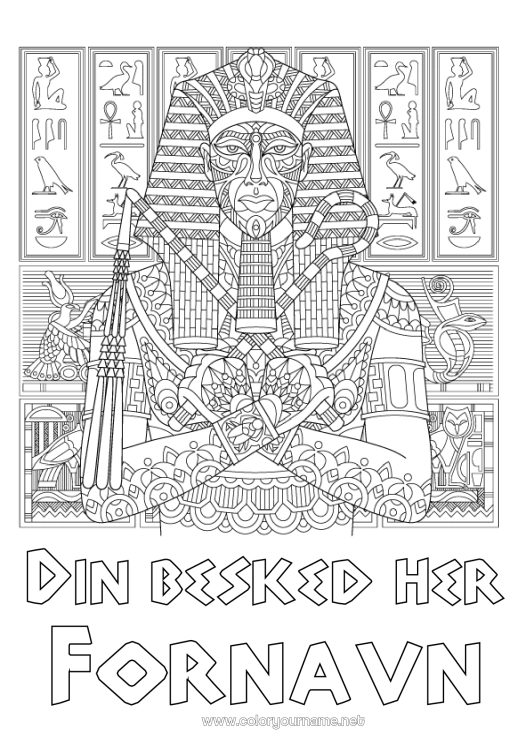 Farvelægningssiden til udskrivning Egypten Zentangle Farao Historie