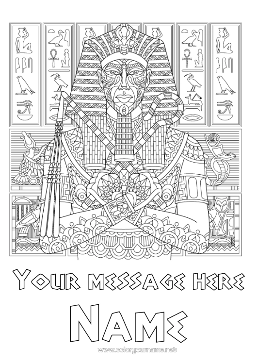 Colouring page to print Egypt Zentangle Pharaoh History