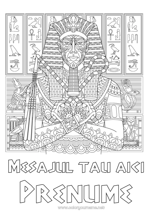 Pagină de colorat de imprimat Egipt Zentangle Faraon Istorie