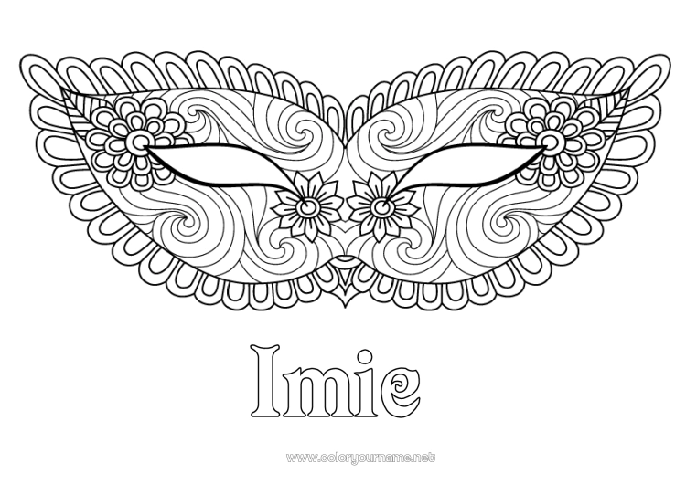 Kolorowanka do wydruku Przebranie Maska Karnawał Zentangle