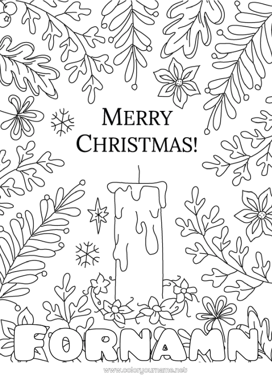 Färgläggningssida att skriva ut Ljus Jul God Jul!