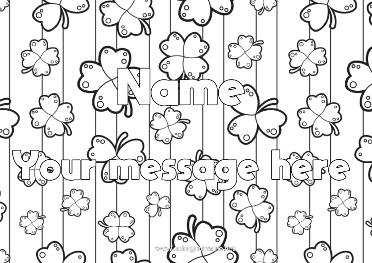 Colouring page to print Fortune Clover Decorative Background