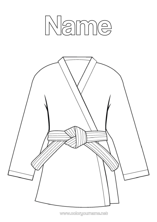 Colouring page to print Sport Kimono Combat Sports Karate Judo